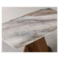 Elegant Marble Dining Table Set with Ash Wood Base & Leather Chairs 1+4 Grandeur Furnishings