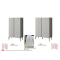 Narrow grey shoe cabinets with glass-top detail and dimensions