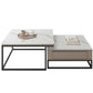 Square Coffee Table Set with Storage Drawers & Gloss Sintered Stone Top Grandeur Furnishings