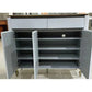White Shoe Cabinet with Sintered Stone Top and Gold Accents Grandeur Furnishings