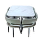 Modern 1+4 Dining Table Set with Sintered Stone Top & 4 Upholstered Chairs Grandeur Furnishings