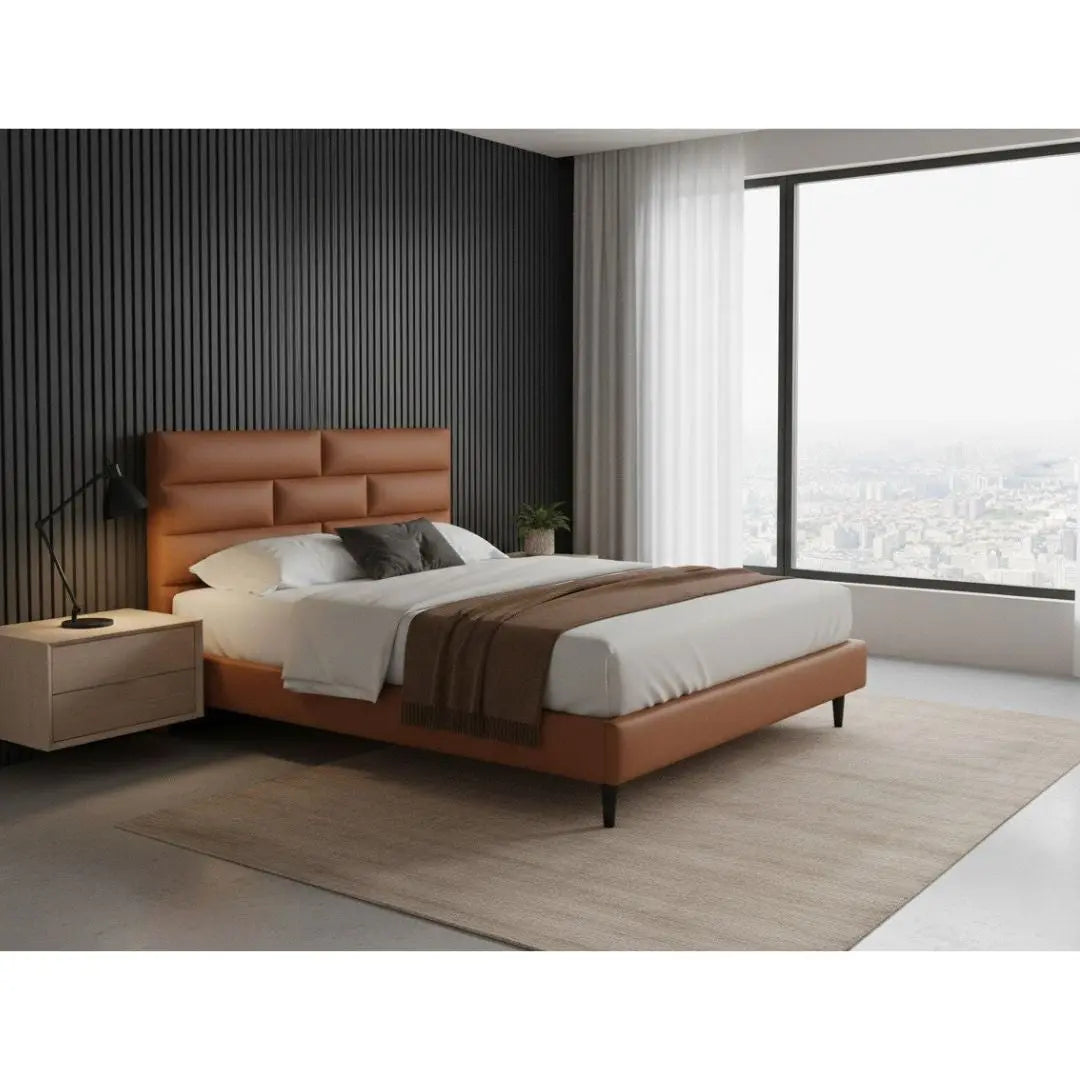 Modern Divan Bed with 8-Inch Foam Mattress | PU Leather Upholstered Bed Frame and Mattress Set Grandeur Furnishings