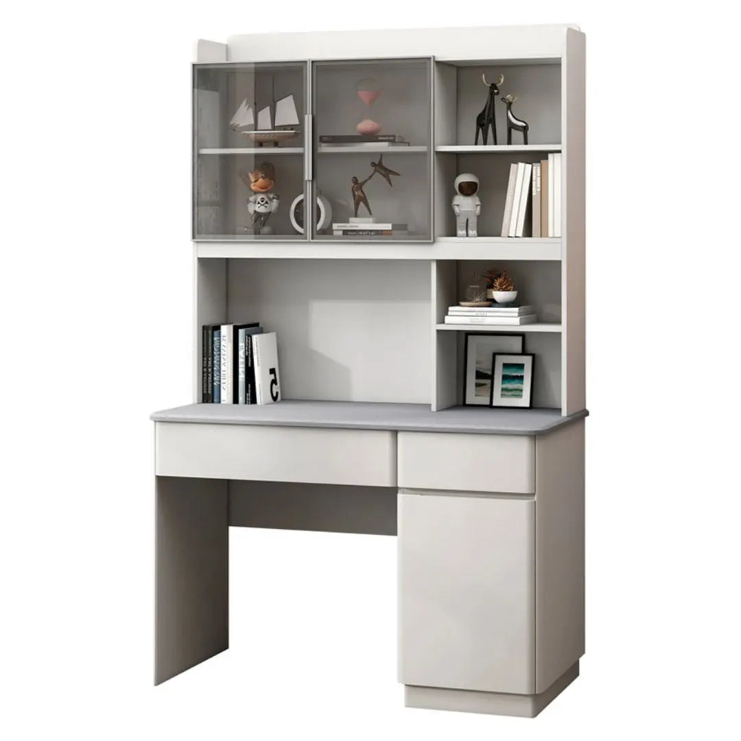 Study Table with Glitter Grey Top & Light Grey Base - Functional & Stylish Grandeur Furnishings
