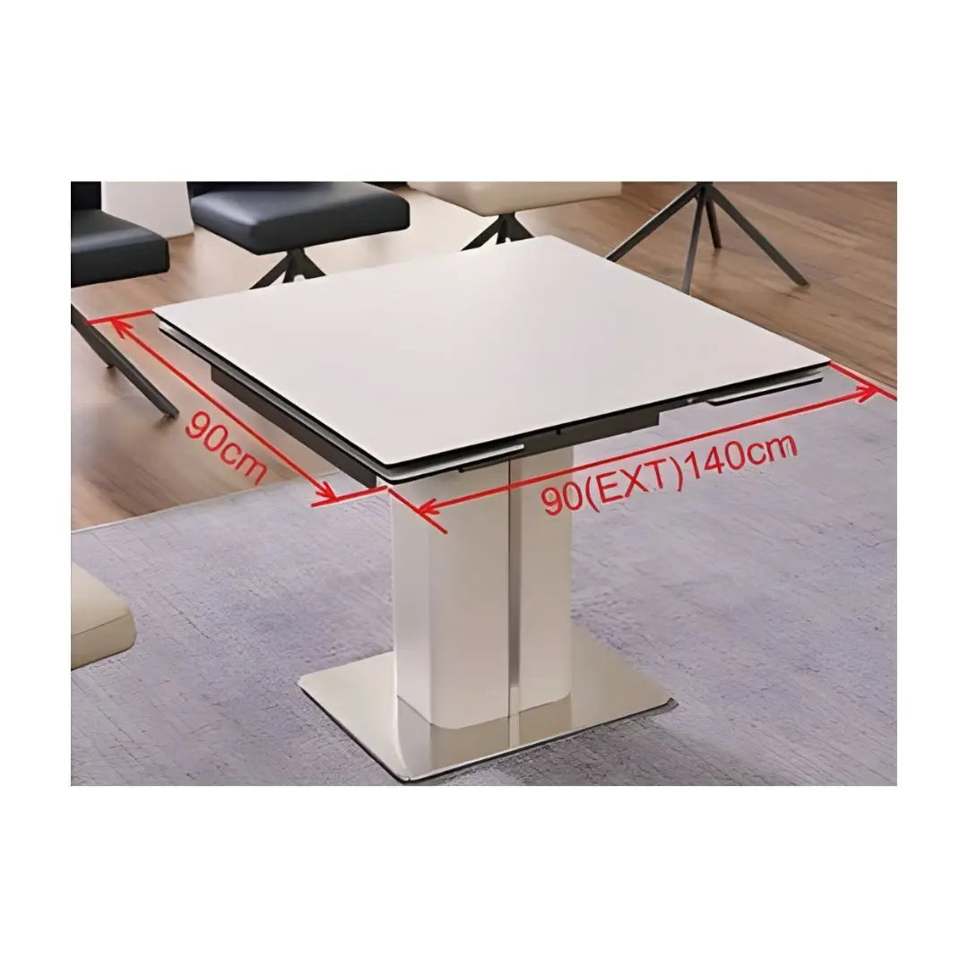 Contemporary Extendable Sintered Stone Top Dining Table Set with 180° Swivel Chairs 1+6 Grandeur Furnishings
