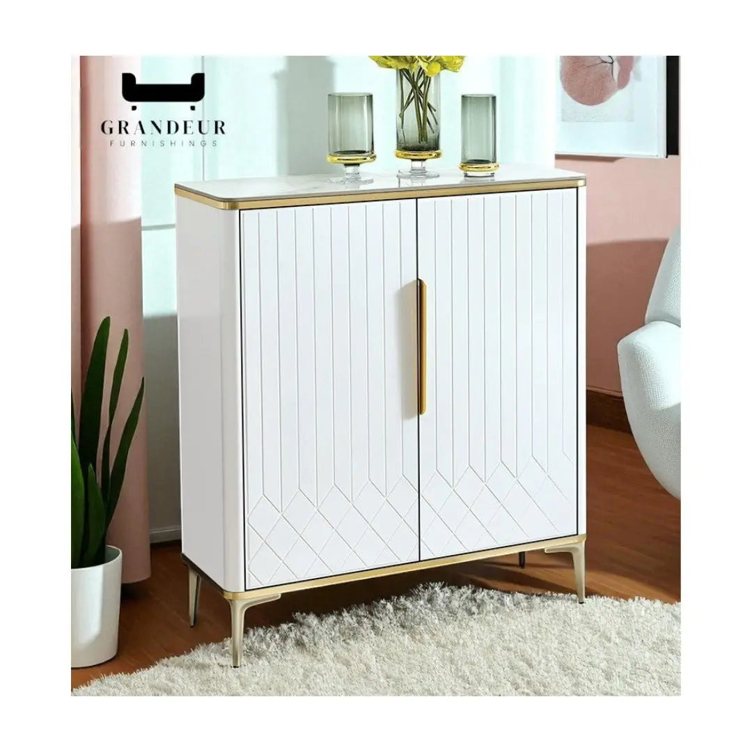 Elegant and Stylish Shoe Cabinet with Sintered Stone Top | Available in 2 Sizes and Colour Grandeur Furnishings