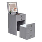 Space Saving Dressing Table Set with Soft-Close Mirror Top & Storage Stool Grandeur Furnishings