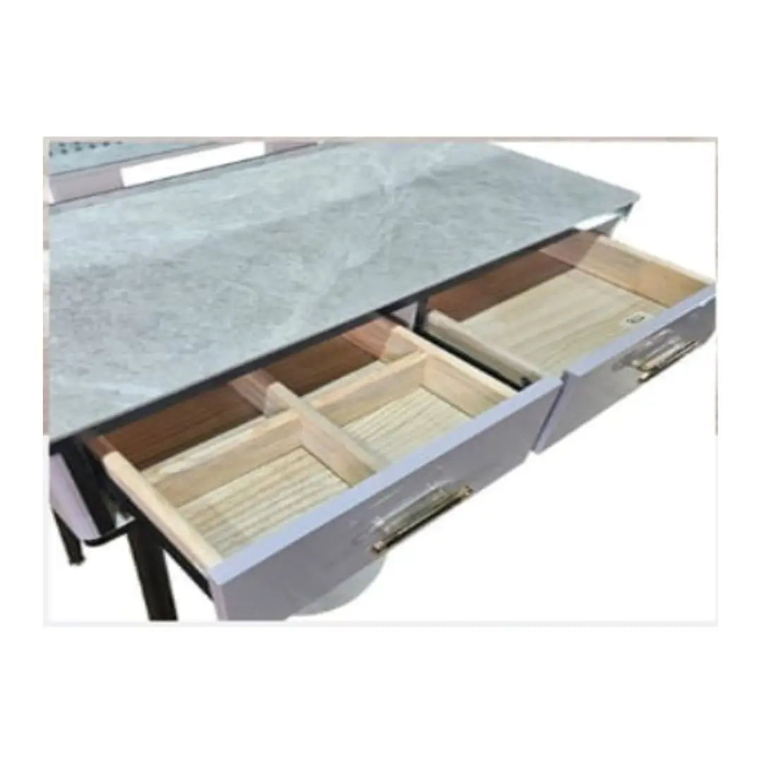Elegant Vanity Table with LED Mirror and Sintered Stone Top Modern Dressing Table Grandeur Furnishings