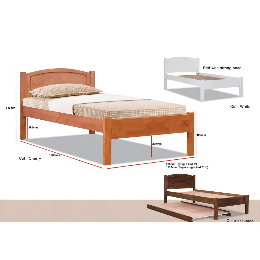 Modern Solid Wood Bed Frame with Arched Headboard Grandeur Furnishings