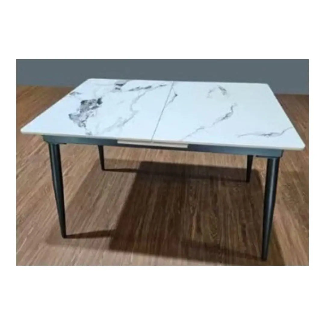 Extendable Sintered Stone Dining Table Set with Black or Beige Chairs 1+4 Grandeur Furnishings
