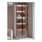 Contemporary Wood-Finish Glass Display Cabinet with LED Sensor Lighting Grandeur Furnishings