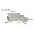 Model 12001 sofa and ottoman dimension diagram