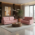 Pink Elara sofa set in a softly lit living room