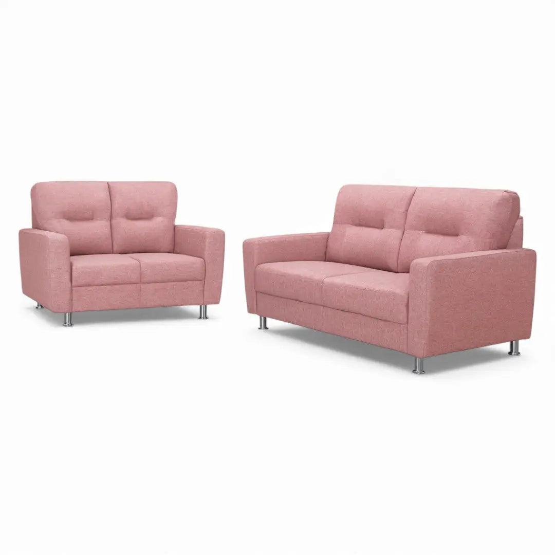 Elara Contemporary Fabric Sofa Set with Metal Legs - Available in 2-Seater, 3-Seater & L-Shape Configuration with Ottoman Grandeur Furnishings