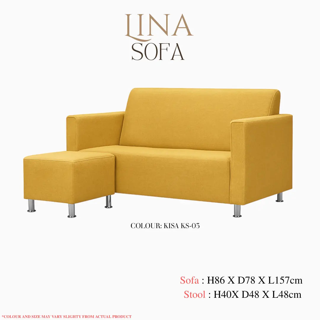 LINA Fabric Sofa with Ottoman Stool | Modern Minimalist Couch with Footrest | Compact Living Room Furniture L-Shape Flexible Layout Grandeur Furnishings