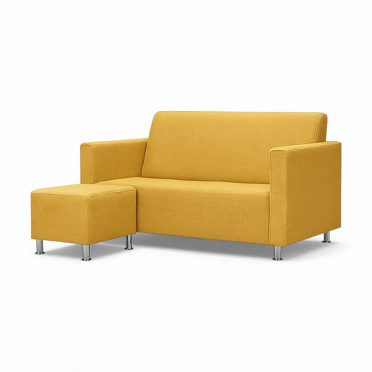 LINA Fabric Sofa with Ottoman Stool | Modern Minimalist Couch with Footrest | Compact Living Room Furniture L-Shape Flexible Layout Grandeur Furnishings