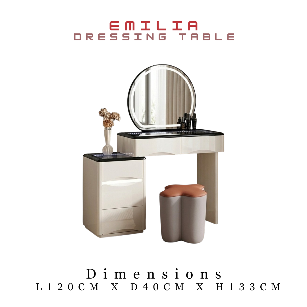 Emilia Dressing Table Set with LED Lighted Mirror Grandeur Furnishings