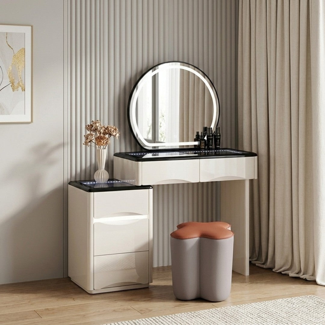 Emilia Dressing Table Set with LED Lighted Mirror Grandeur Furnishings