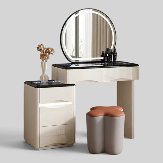 Emilia Dressing Table Set with LED Lighted Mirror Grandeur Furnishings