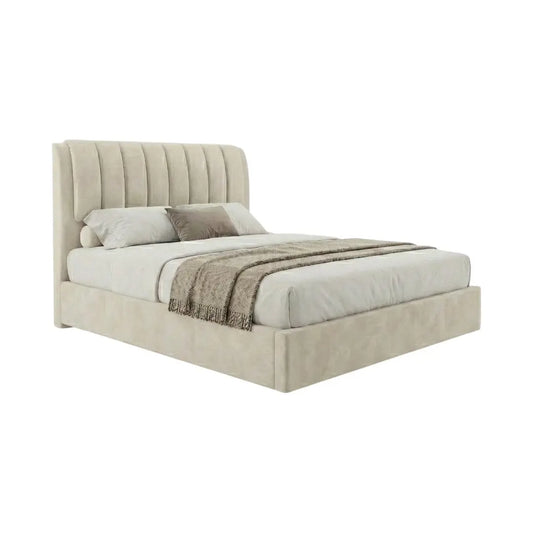 Noelle Premium Fabric Divan Bed Frame | Modern Fluted Headboard Grandeur Furnishings