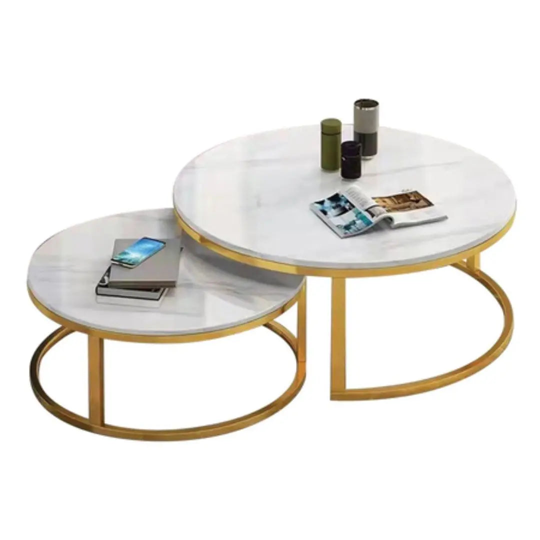 Dual-Layered Sintered Stone Coffee Table - White & Black Gloss Finish Grandeur Furnishings