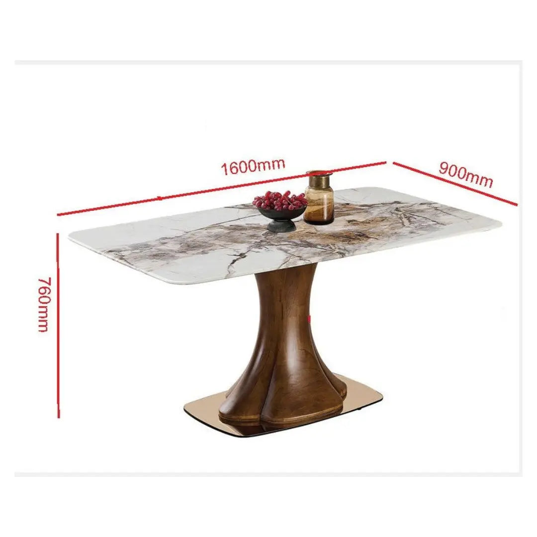 Luxurious Marble Dining Table Set with Ash Wood Base & Elegant Pet Friendly Leather Chairs 1+4 Grandeur Furnishings