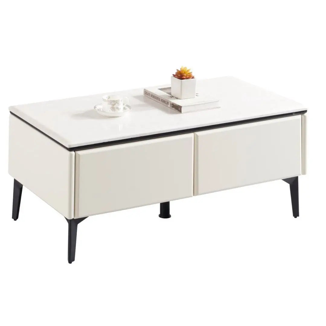 Contemporary TV Console & Coffee Table Set – Sleek White Design, Spacious Storage Grandeur Furnishings
