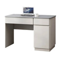 Grey desk with right drawer unit, angled view