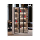 Contemporary Wood-Finish Glass Display Cabinet with LED Sensor Lighting Grandeur Furnishings