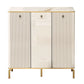 Elegant Shoe Cabinet with Gold-Plated Chrome Legs & Gloss White Sintered Stone Top Grandeur Furnishings