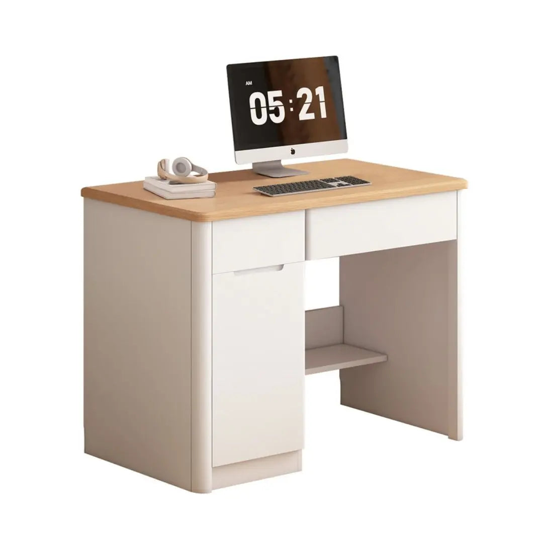 Study Table with Maple Wood Top & Matte White Base - Multiple Sizes Available Grandeur Furnishings