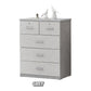 Modern 5-Drawer Storage Chest of Drawers in Grey or White Grandeur Furnishings