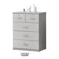 Grey drawer chest with two small top drawers and three wide drawers