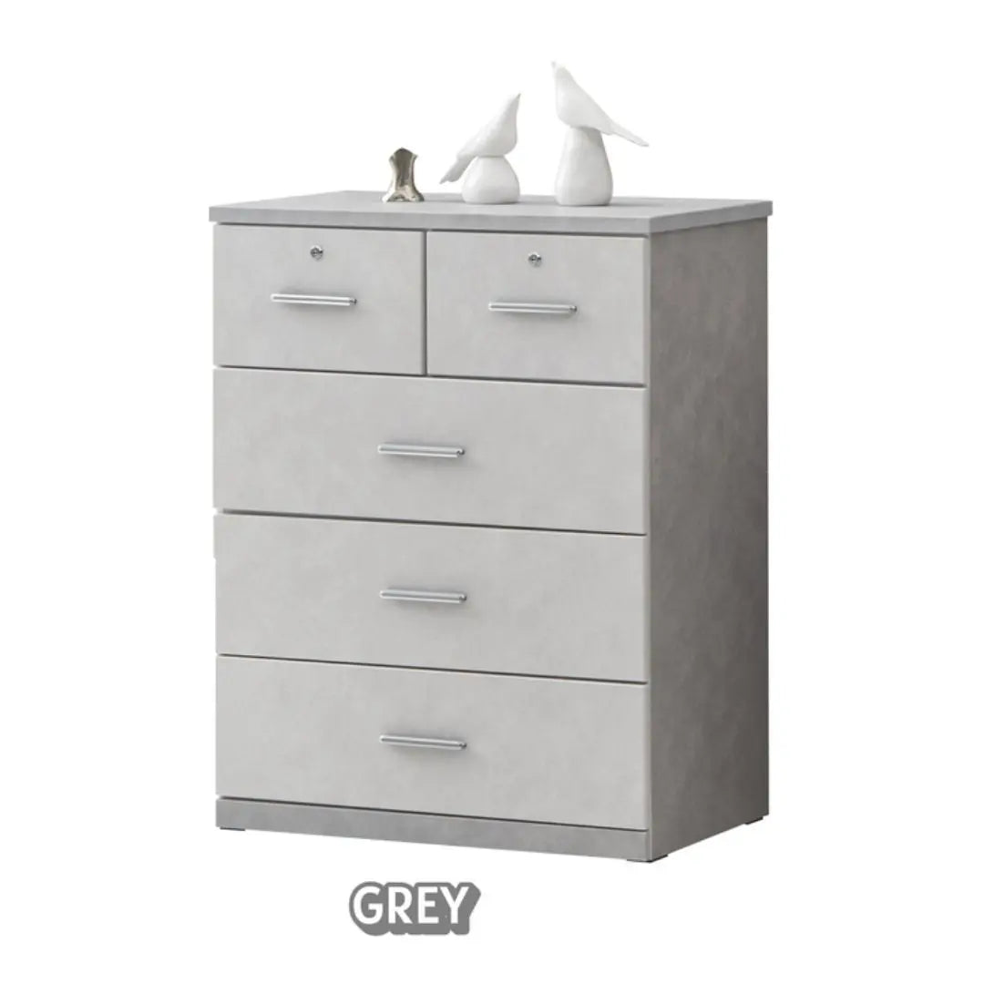 Modern 5-Drawer Storage Chest of Drawers in Grey or White Grandeur Furnishings