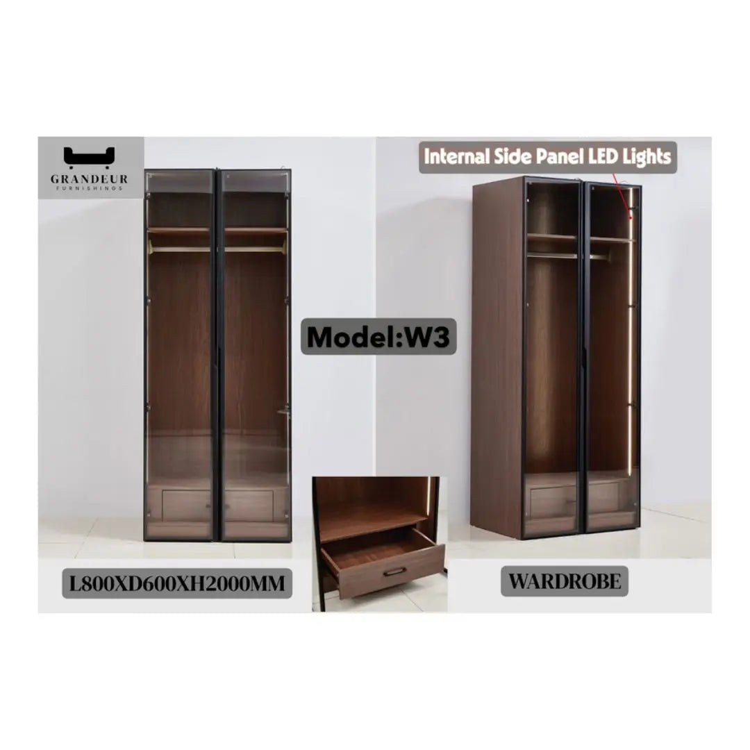 Premium Wardrobe Collection with LED Lights Grandeur Furnishings
