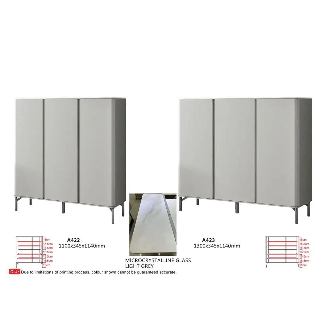 Modern Microcrystalline Glass Shoe Cabinet - Multiple Sizes in Light Grey Grandeur Furnishings