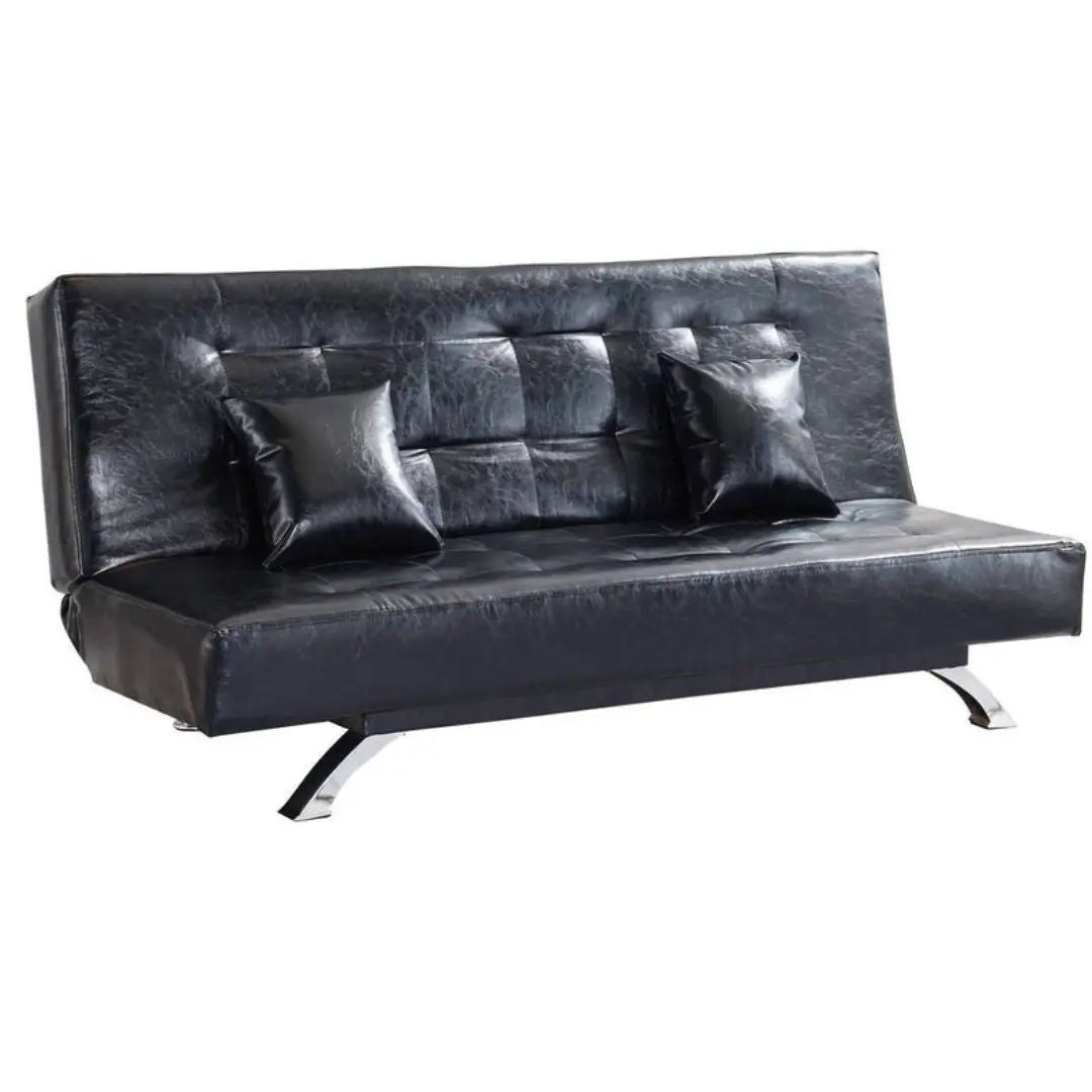Stylish and Versatile Sofa Bed in Brown and Black Leather Grandeur Furnishings