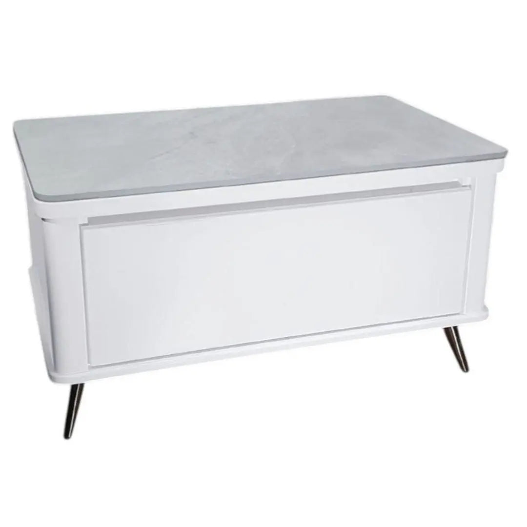 Modern White Coffee Table with Soft-Closing Drawer Grandeur Furnishings