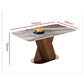 Elegant Marble Dining Table Set with Ash Wood Base & Leather Chairs 1+4 Grandeur Furnishings