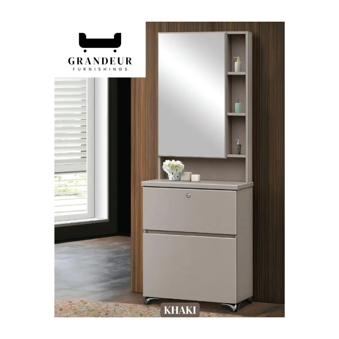 Dressing Table with Vanity Mirror & Storage Shelves Elegant Make Up Table Grandeur Furnishings