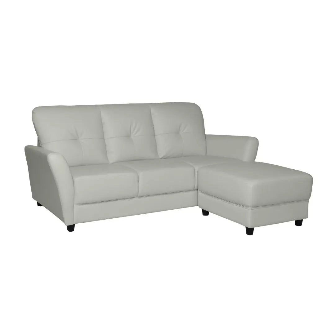 3 Seater Faux Leather Sofa with Ottoman Stool  - 3 Seater Couch Foot Stool Grandeur Furnishings
