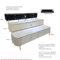 Black and white fluted TV console options with top details and dimensions