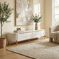 Luxury Fluted TV Console - White Sintered Stone or Black Tempered Glass Top - Modern Living Room Cabinet Grandeur Furnishings