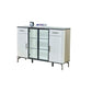 Elegant Side Cabinet with LED Lights & Sintered Stone Top – Modern Design with Glass Doors & Brass Accents Grandeur Furnishings