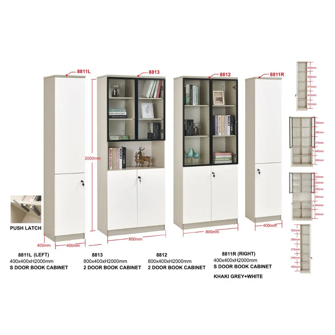 Modern Modular Book Cabinet & Office Storage Bookcase | Lockable Doors & Adjustable Shelves Grandeur Furnishings