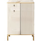 Elegant Shoe Cabinet with Gold-Plated Chrome Legs & Gloss White Sintered Stone Top Grandeur Furnishings