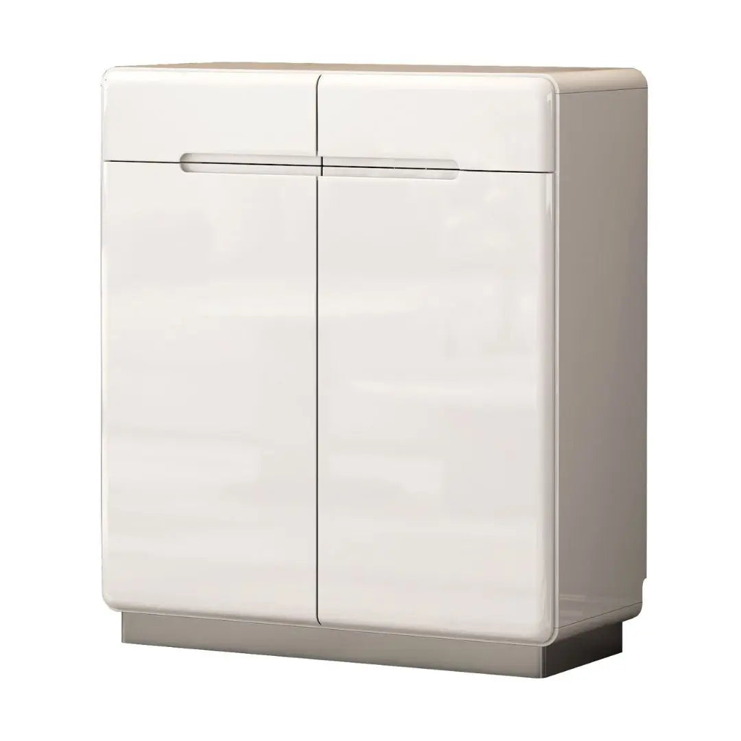Modern Gloss White & Grey Shoe Cabinet with Round Edges - Multiple Sizes Available Grandeur Furnishings