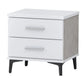 Modern 2-Drawer Bedside Table in White & Grey Finish Grandeur Furnishings