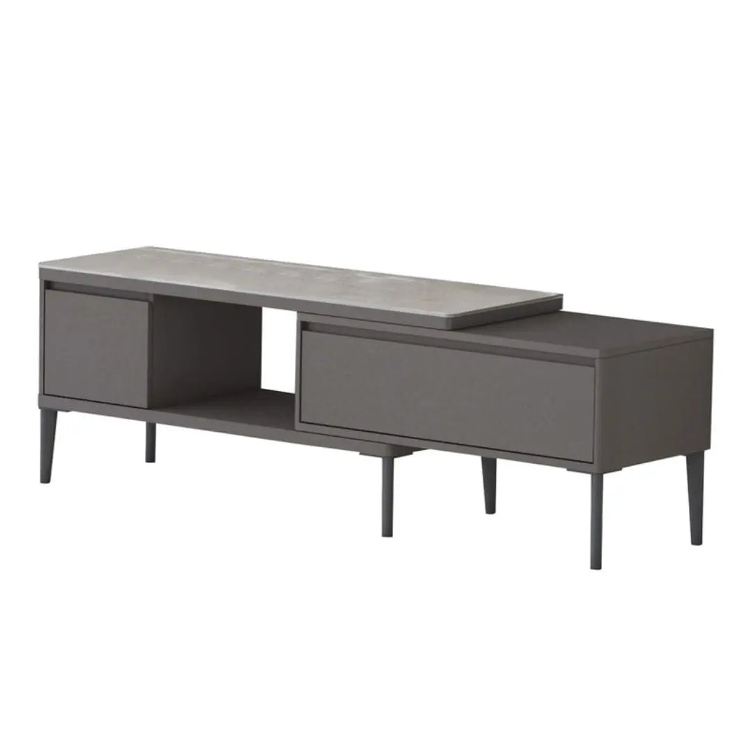TV Console & Coffee Table Set – Gloss White or Gloss Grey Finish with Sintered Stone Top Grandeur Furnishings