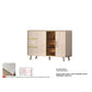 Elegant Gloss Light Khaki Side Cabinet with Gold Chrome Plated Accents & Tempered Glass Grandeur Furnishings