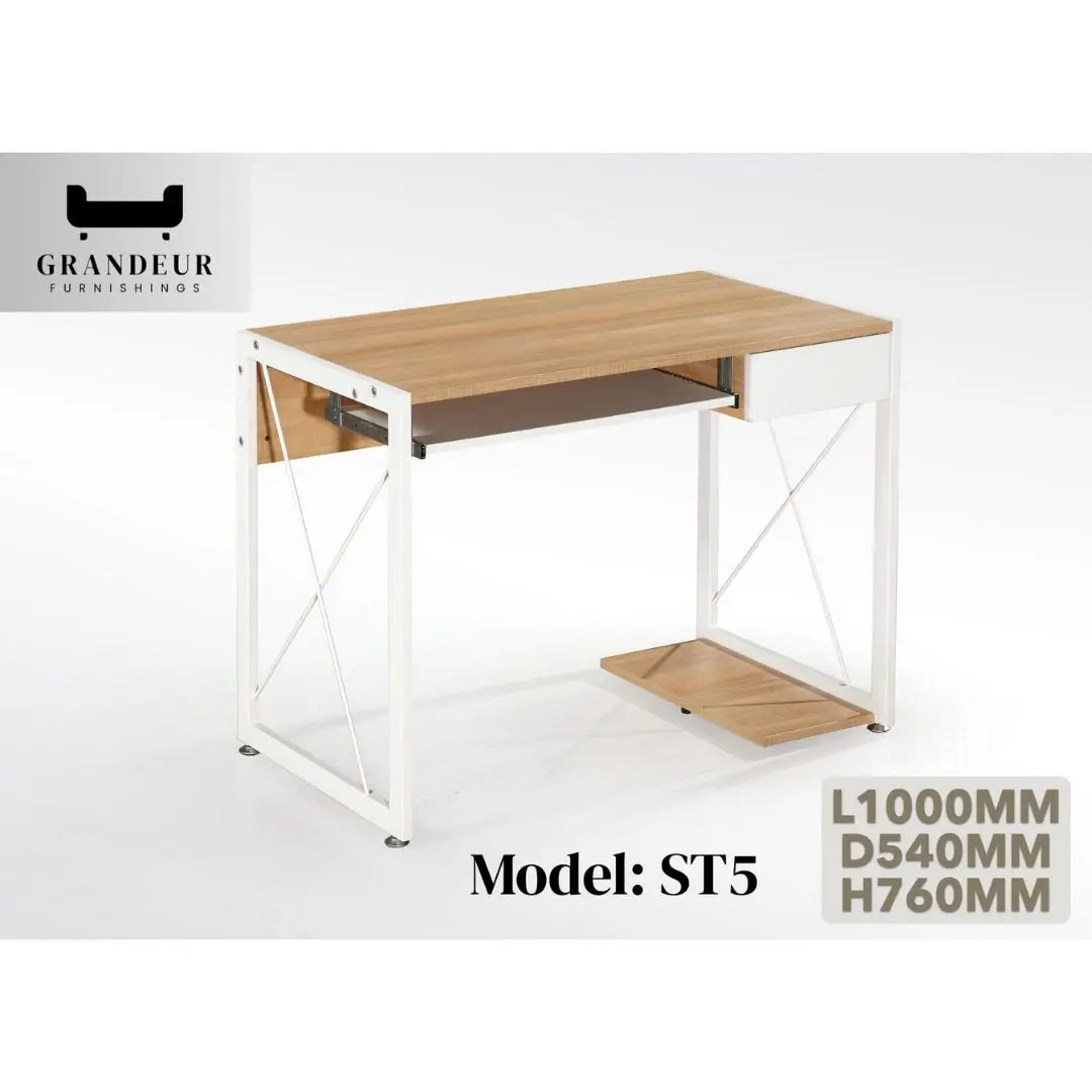 Modern Home Office Desk Study Table with Storage / Keyboard Tray - Multiple Models Available Grandeur Furnishings